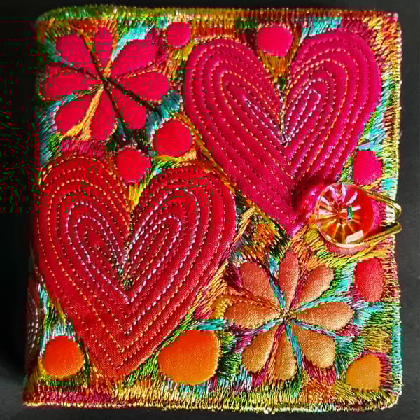 Sewing Needle Case with Hearts Flowers and Free... Folksy