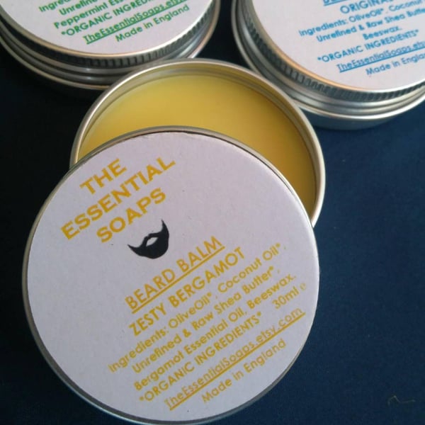 Organic Bergamot Beard Balm, Natural, Gift for Him, Men's grooming, Self Care