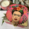 Frida Kahlo Decoupage Trinket Box Pink Square Wooden Keepsake Box Gift