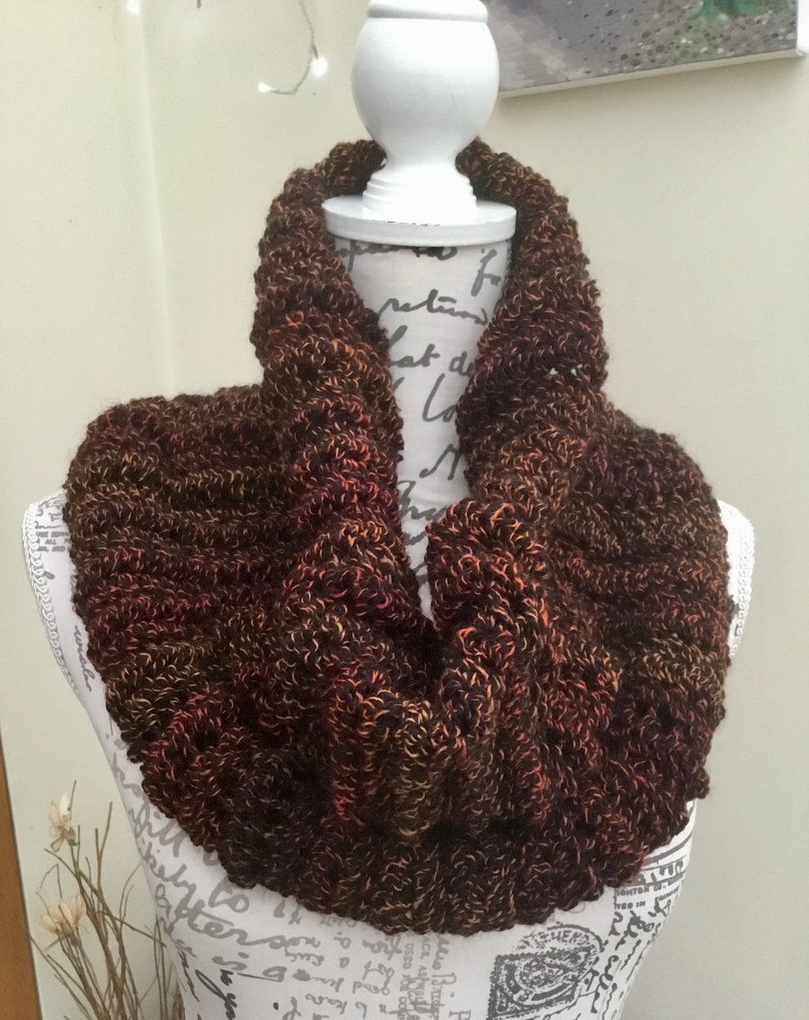 Autumn Tones!  Cowl, Neck Muff or Snood Crocheted in Denys Brunton Designer Yarn