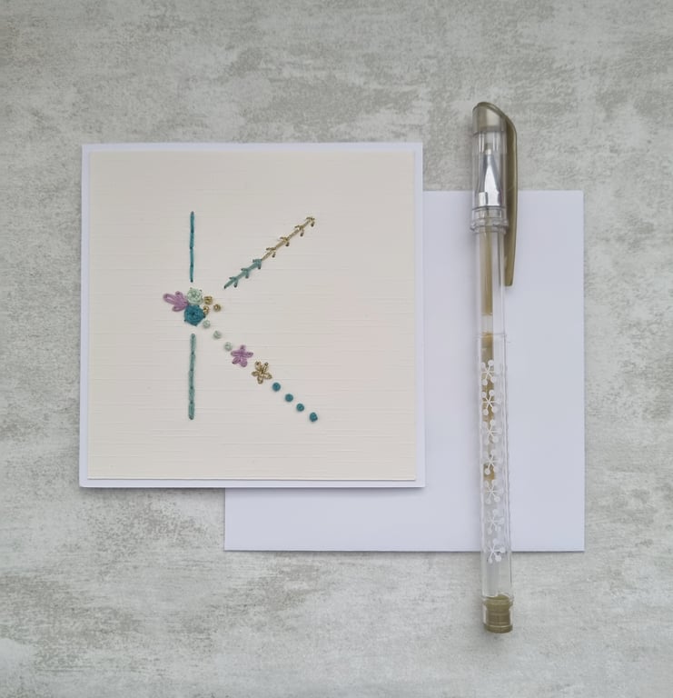 Letter K Embroidered Card, Personalised Bridesmaid Card, Birthday Keepsake Card