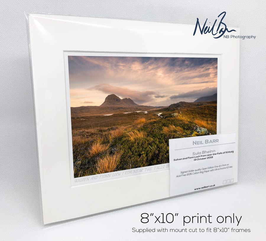 Suilven from Falls of Kirkaig Sutherland Scotland - A5 (10" x 8") Unframed Print