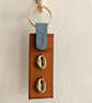 Tan and Blue Leather Keyring - Image 4