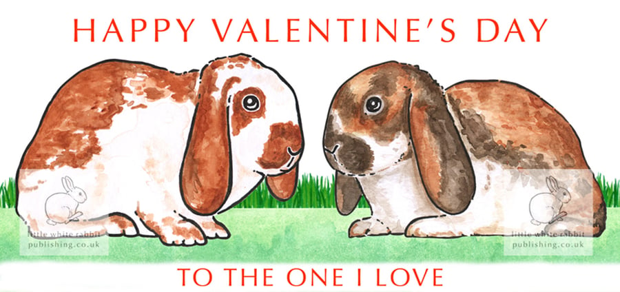 Bunnies Nose to Nose - Valentine Card