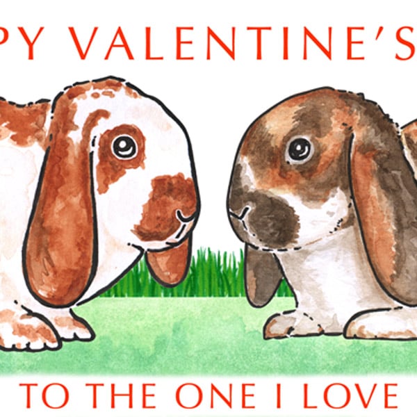 Bunnies Nose to Nose - Valentine Card