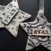 Ceramic star Christmas decorations set of two