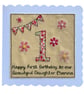 Number Birthday Card, Liberty Floral Card Name and Age. Childrens Birthday Card