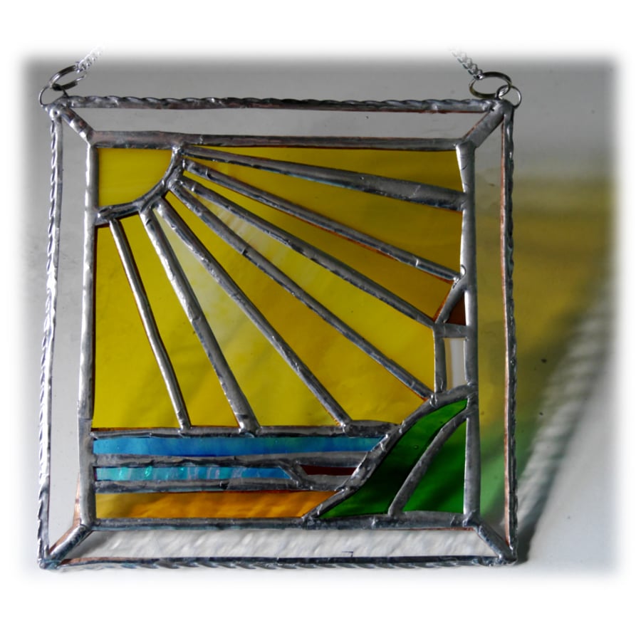 Sunny Seaview Stained Glass Suncatcher Picture Handmade