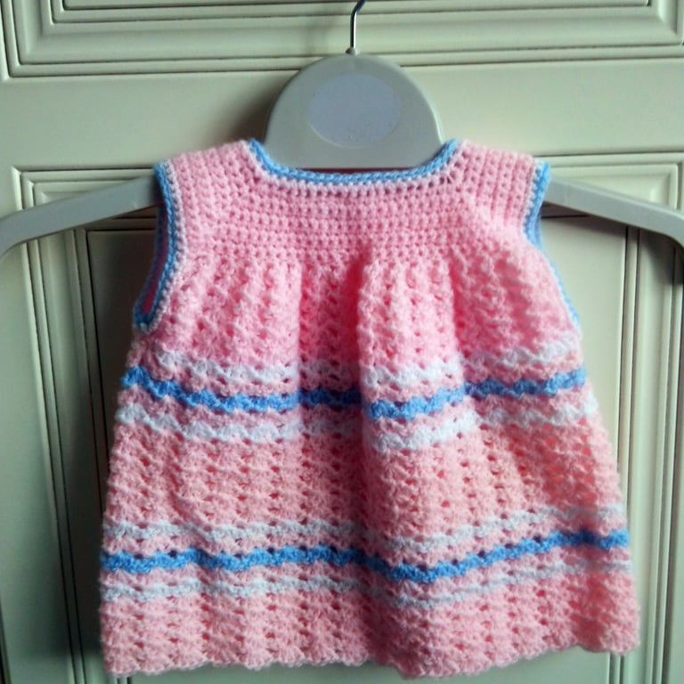 Pink and blue baby dress for newborn, pinafore dress, angel top, popover