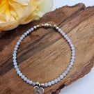 Lace agate magnetic bracelet with tribal silver heart charm