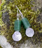 Sterling silver and vintage green glass earrings