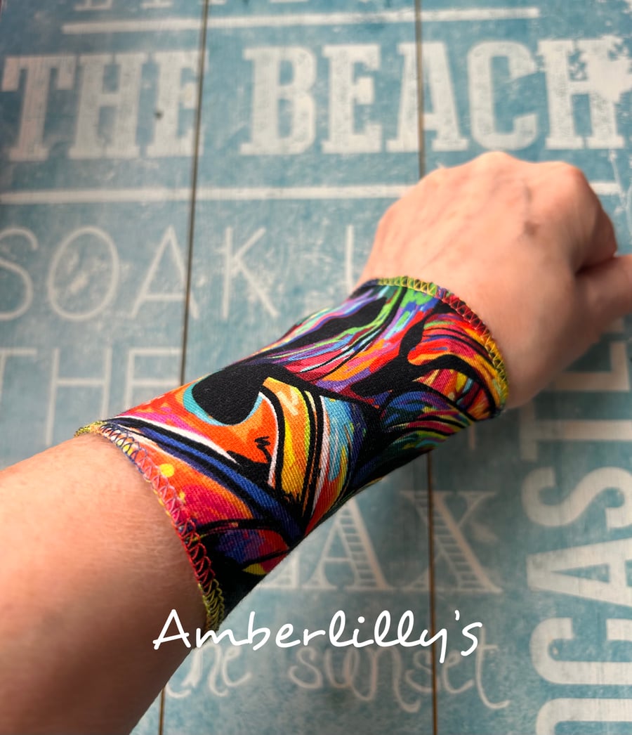 Fabric Wide Cuff Bracelet, repurposed eco friendly 