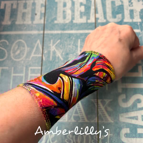 Fabric Wide Cuff Bracelet, repurposed eco friendly 