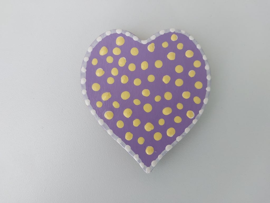 Purple Heart With Lemon Dots Fridge Magnet