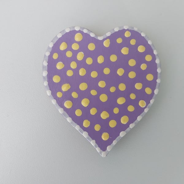 Purple Heart With Lemon Dots Fridge Magnet
