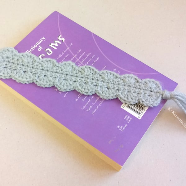 Grey bookmark with tassel, crochet bookmark, handmade