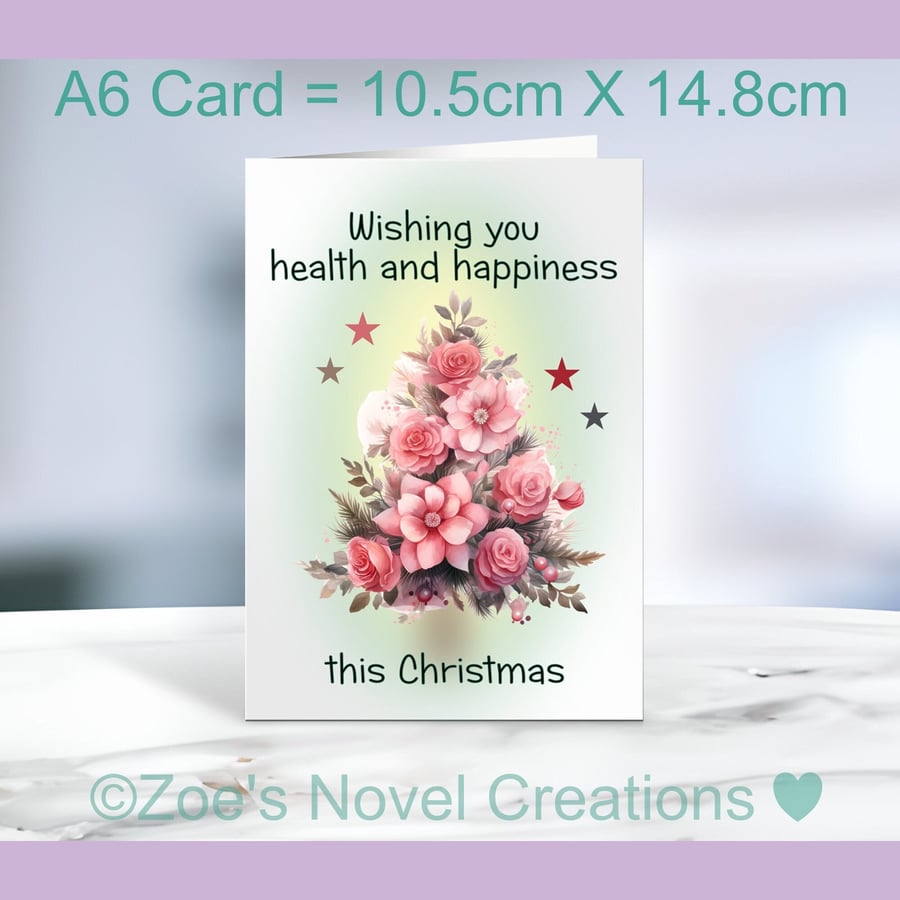 Christmas Card, Floral Christmas Tree A6 A6 10.5cm x 14.8cm