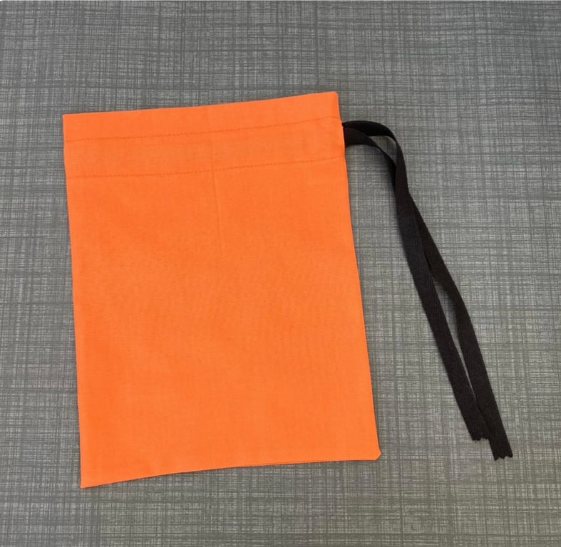 Orange Cotton Fabric Drawstring Gift Bag: Medium Present Wrap.