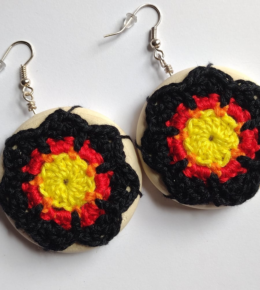 Micro crochet mandala earrings