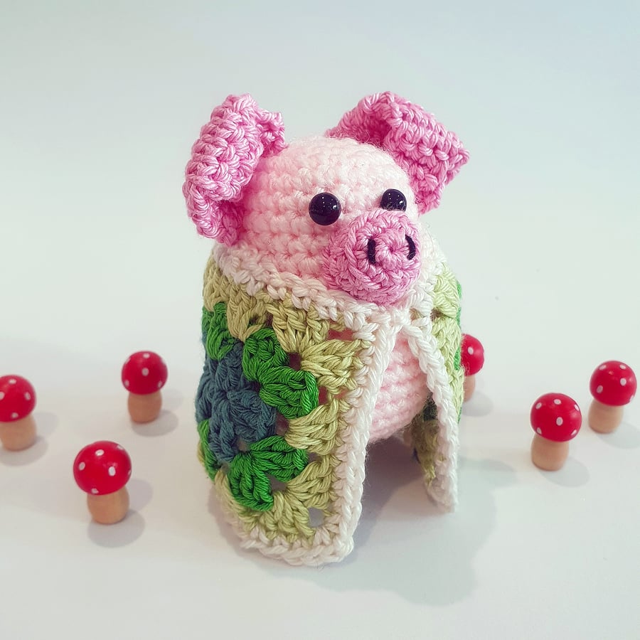 Pig in a Crochet Blanket