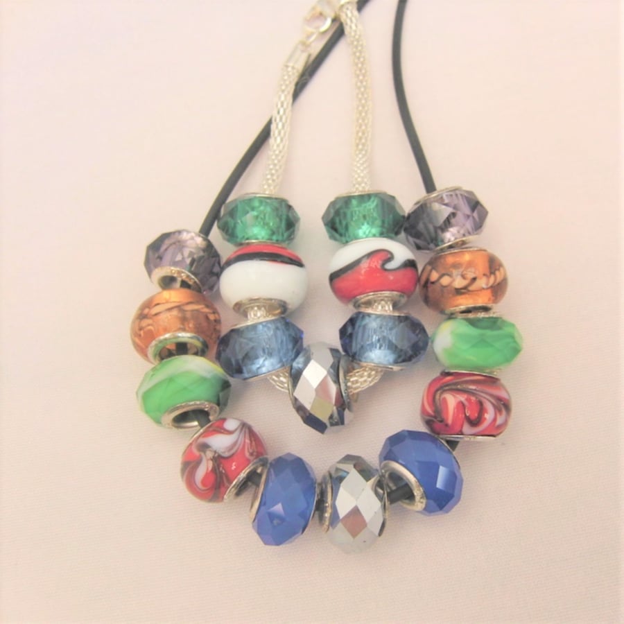 Multi Coloured Lampwork Bead 2 Piece Jewellery Set, Jewellery Gift for Her