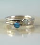 Silver Stacking Ring with White Synthetic Opal Hammered band in Sterling - Image 5
