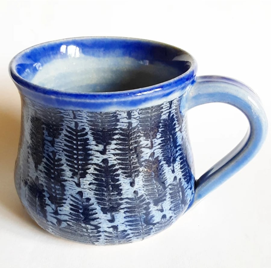Blue Patterned Mug - Hand Thrown Stoneware Ceramic Mug