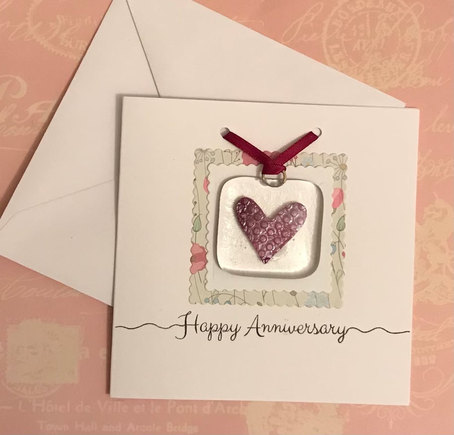 Anniversary Card with Fused glass decoration