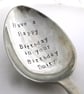Naturist Birthday Suit Spoon, Hand Stamped Vintage Dessertspoon - Image 1