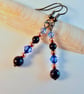 Blue Goldstone Earrings With Swarovski 'Sapphire' Crystals and Copper Beads. - Image 2