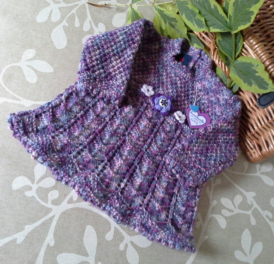 Gorgeous Baby Girl's Hand Knitted Dress with marino wool mix  9-18 months size