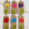 Set of Six Crochet Flower Mini Tags 