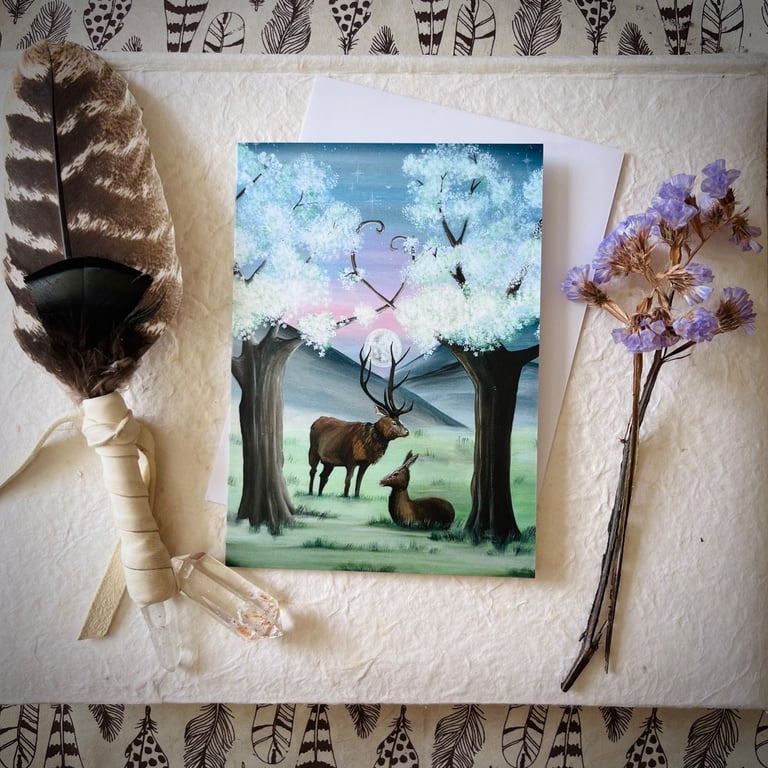 May Mist, Beltane Greetings Card (Pagan,Wiccan,Moon,Goddess,Beltane, May Day)