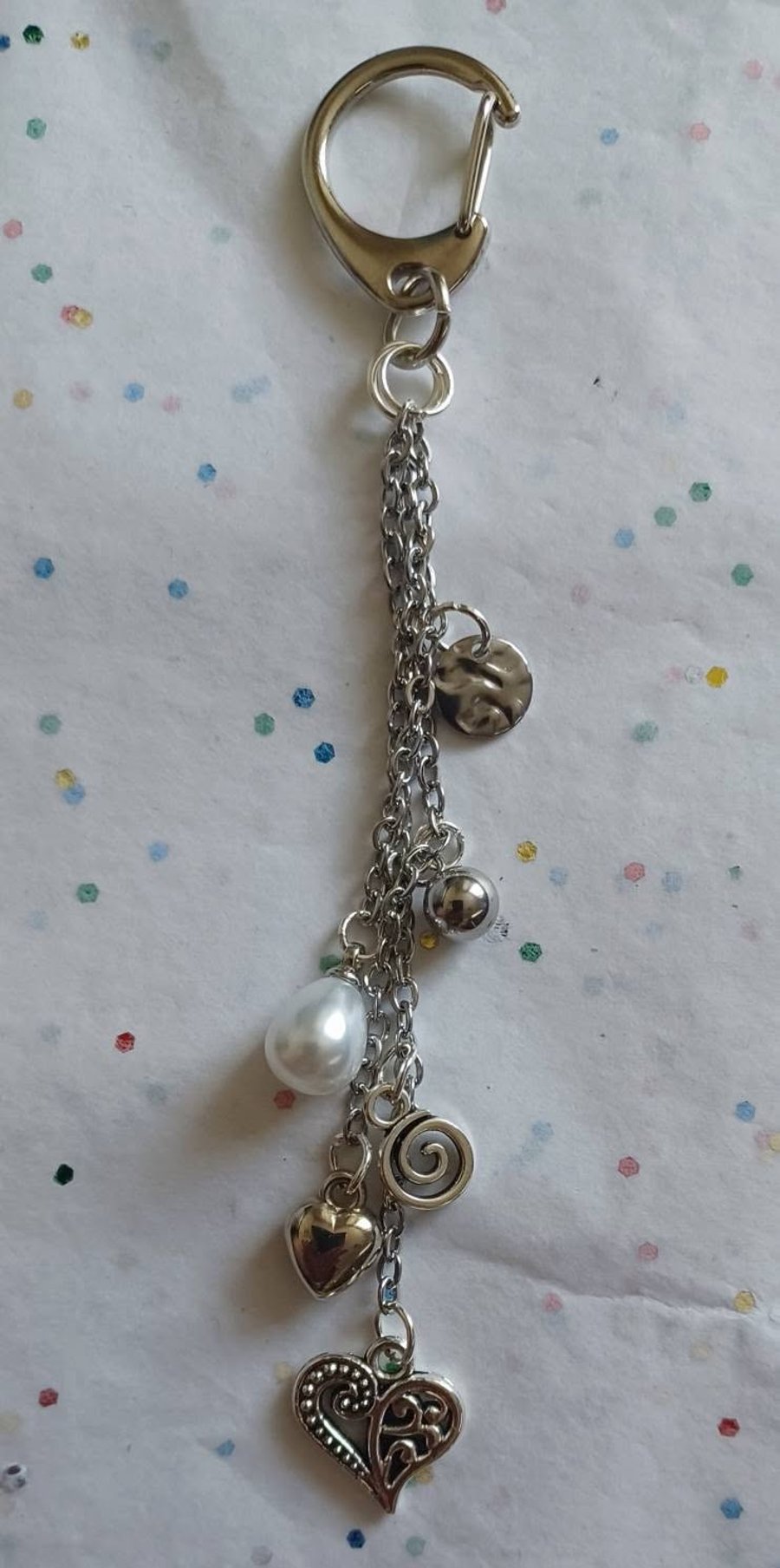 Handmade Silver Tone Heart Bag Charm