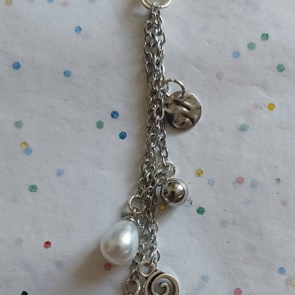 Handmade Silver Tone Heart Bag Charm