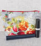 Make up bag, zipped pouch, cosmetic bag. floral bag