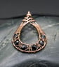 Copper Wire Weave Fishtailed Drop Pendant with Faceted Black Glass Beads - Image 2