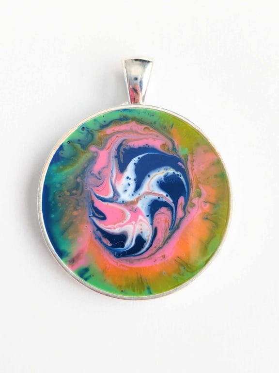 Multicoloured Swirly Resin Pendant