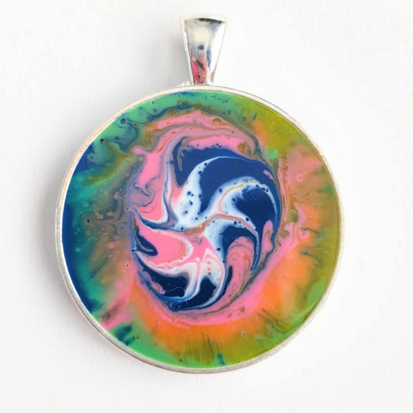 Multicoloured Swirly Resin Pendant