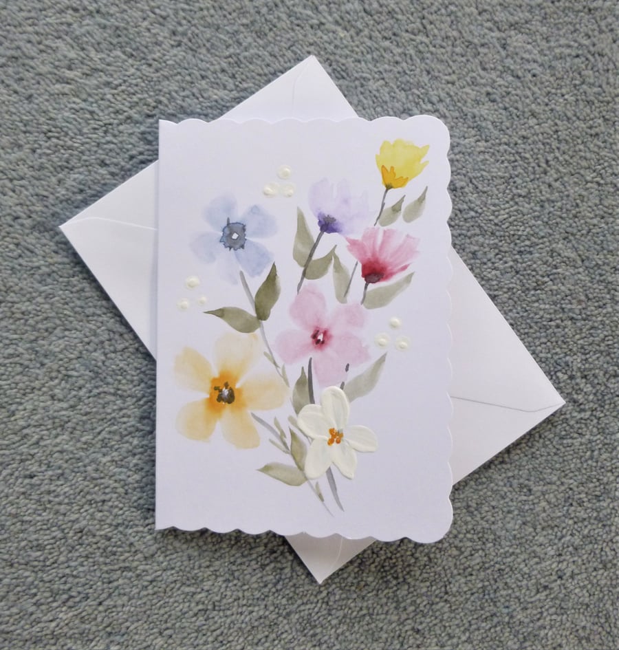 hand painted watercolour original art Greetings card ( ref F 271 )