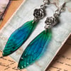 Magical Blue and Green Flower Fairy Sterling Silver Earrings
