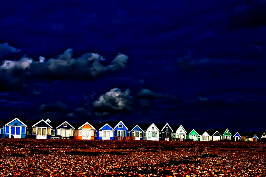 Hengistbury Head Beach Huts Dorset Coast Photograph Print