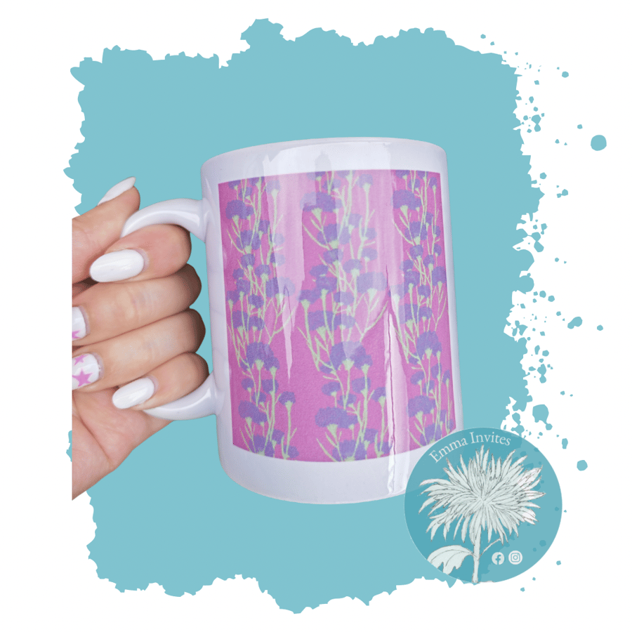 Light pink carnation pattern mug