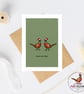 Mum and Dad Christmas Card - Pheasant Christmas Card - Hand Drawn A6 Xmas card - Image 2