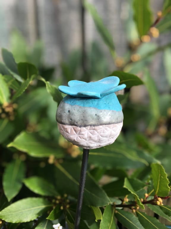 Ceramic garden stake, handmade garden art, indoor or outdoor garden stake