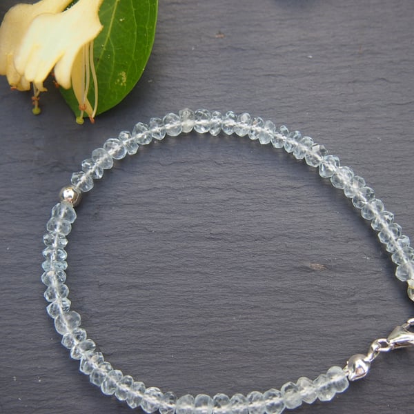 Delicate aquamarine and sterling silver bracelet