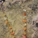 Orange glass chip necklace