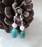 Designer Natural African Turquoise & Baroque Freshwater Pearl Earrings - Image 3
