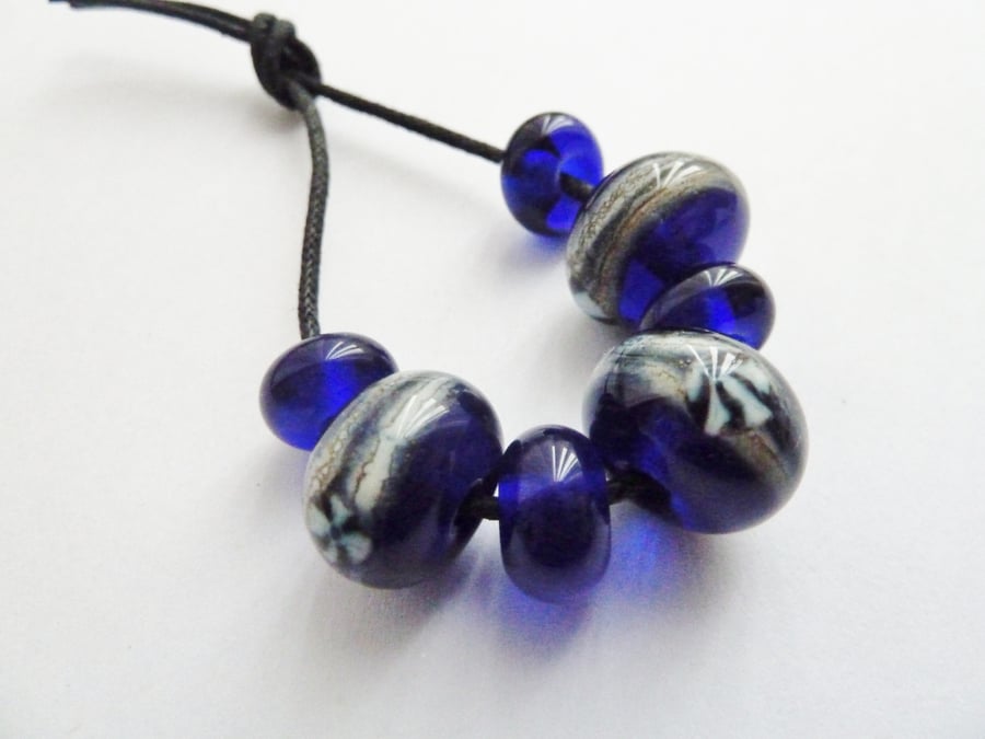 blue lampwork beads