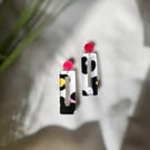 Animal Print Geometric Rectangle Statement Earrings